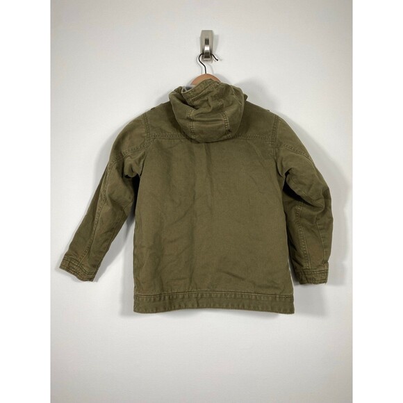 Old Navy Boys Utility Jacket – Size Small – Olive Green Hooded Canvas Coat - Picture 2 of 8